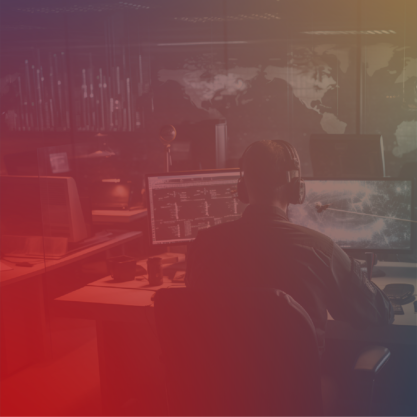 security person in front of monitors