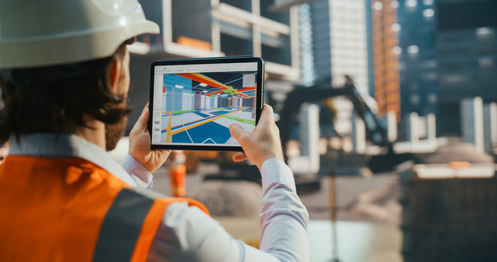 worker using augmented reality on a tablet